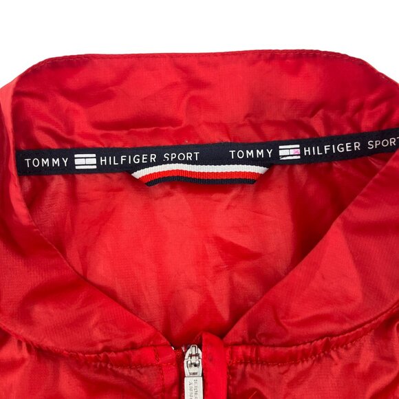 Tommy Hilfiger Sport Red Windbreaker Jacket Women's Size Large Lightweight - Picture 4 of 5